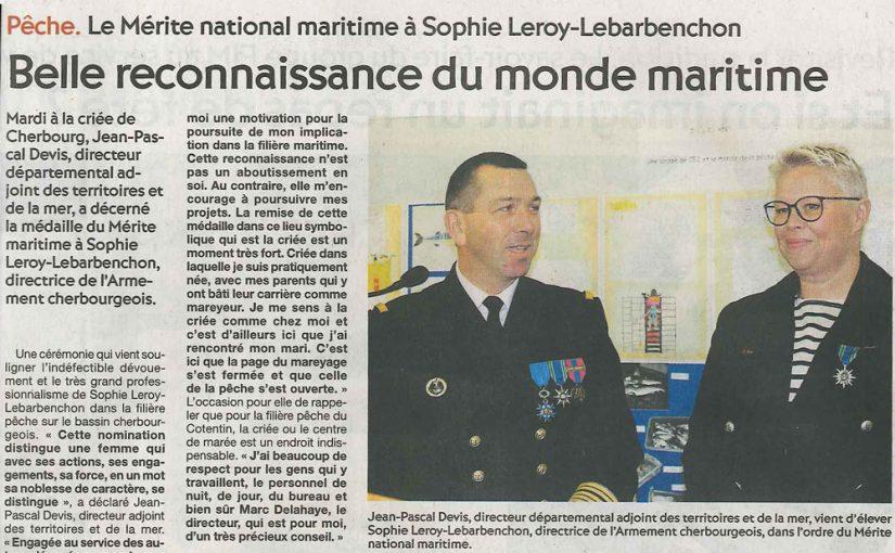 Le Mérite national maritime à Sophie Leroy-Le Barbenchon